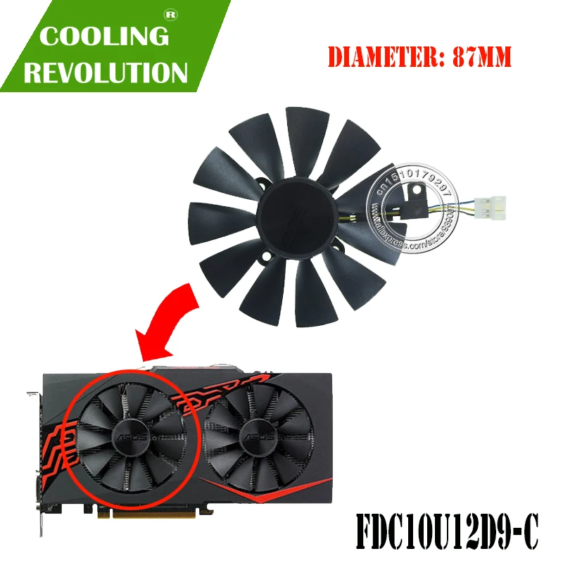 87 мм T129215BU FDC10U12D9 C PLD09210B12HH охлаждающий вентилятор для карт ASUS Radeon RX 470 570 580 EXPEDITION OC