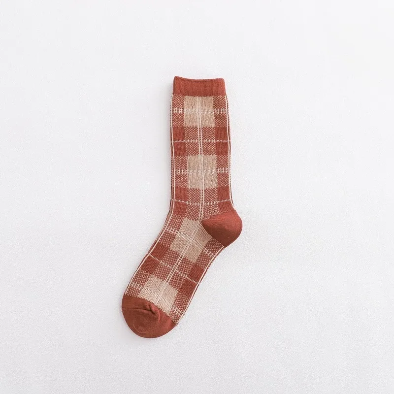

Cartoon Women Socks Plaid Cotton Sock Lovely Ladies Colorful Unisex High Casual Soft Sox Girls Spring Winter Trendy Skarpetki