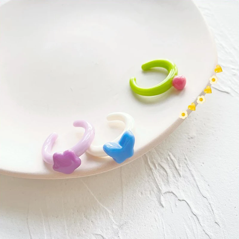 

Butterfly Ring Opening Adjustable Index Finger Ring Female Finger Rings for Cute Girly Heart Resin Index Rings Jewelry