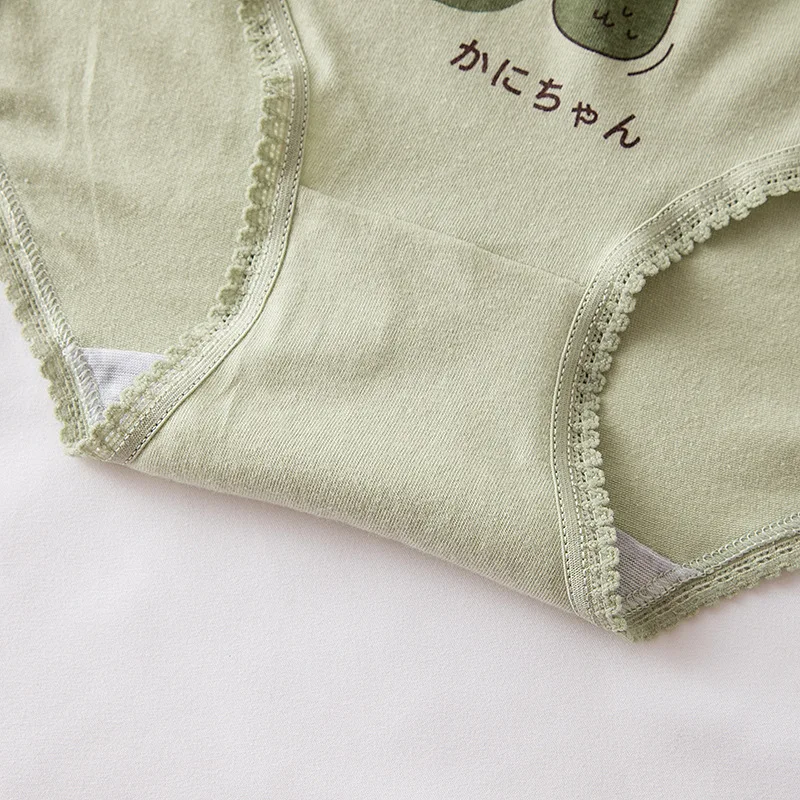 

Avocado Panties Lace Bow Women's Underpants Cotton Briefs Sweet Underwear Mid Waist Seamless Thong Green Lingerie Tanga