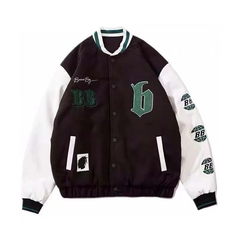 

2021 Vintage Hiphop College Jackets Mens Furry Stars Letters Embroidery Color Block Harajuku Varsity Jacket Women Baseball Coats