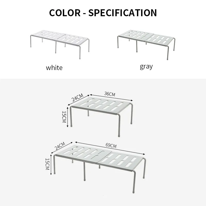 

Retractable Shelf Stackable Sliding Rack Organizer Shelfs Kitchen Iron Storage Rack For Cabinets Tableware Countertops For Home
