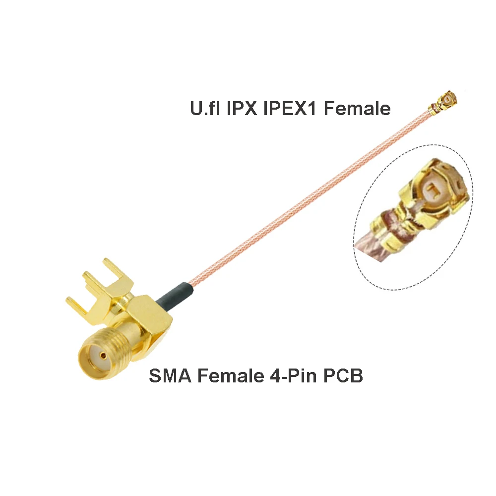 10 шт. RP-SMA / SMA типа мама 4-контактный разъем правый угол PCD Крепление объектива к u.FL