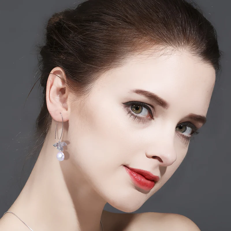 Женские серьги из натурального пресноводного жемчуга FENASY стерлингового серебра