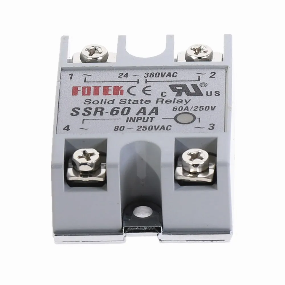 1 шт. SSR-60AA 60A твердотельный релейный модуль 80-250 В AC Вход 24-380VAC