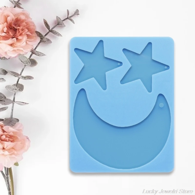 

Keychain Epoxy Resin Mold Shiny Star Moon Shape Keyring Pendant Casting Silicone Mould DIY Craft Tool J27 21 Dropshipping