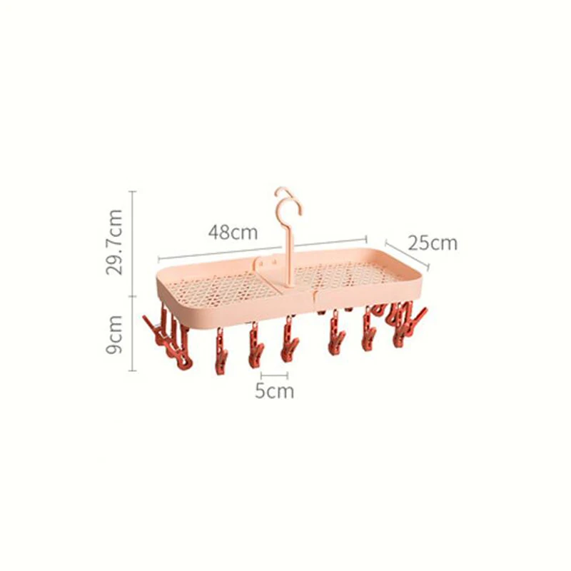 

Folding Drying Rack Underwear Sock Clip Hanger Multi-function Clothes Windproof Storage Rack Plastic Clothes Drying Rack