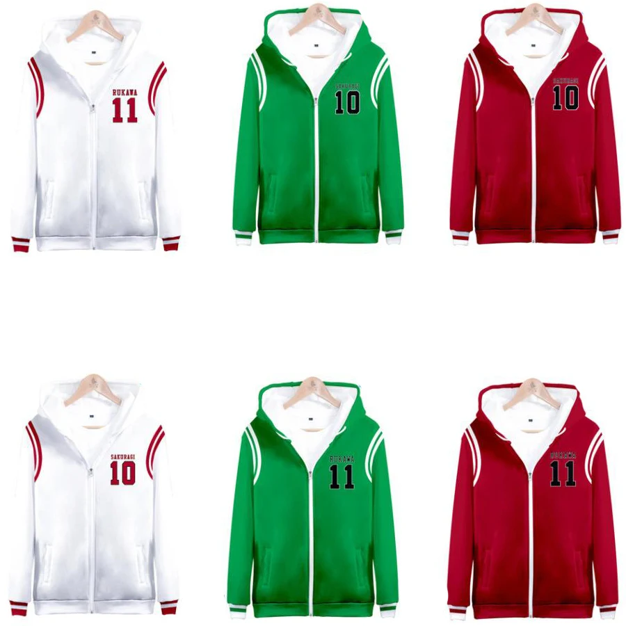 

Japan Anime SLAM DUNK Cosplay Costume Shohoku High School Sakuragi Hanamichi Kaede Rukawa Unisex 3D Hoodie Zipper Hooded Jacket