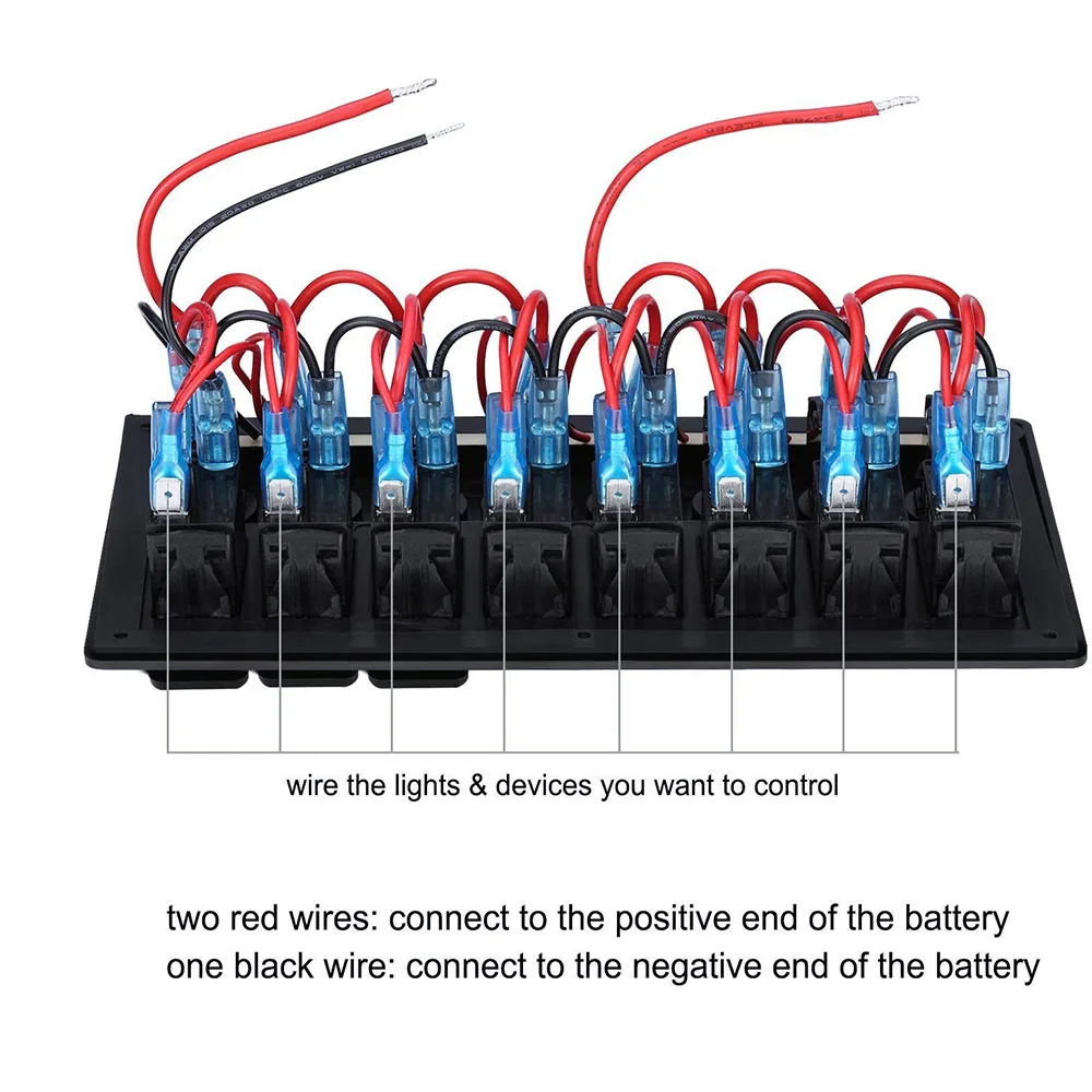 

Auto Boat Rocker Switch Panel 12V With Stickers 8 Gang Vehicle Truck Led Switch Panel Circuit Breaker Waterproof