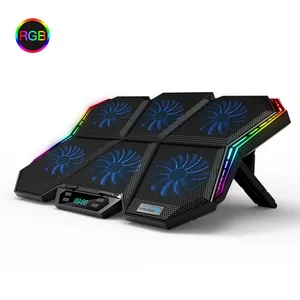 gaming rgb laptop cooler 12 17 inch led screen laptop cooling pad notebook cooler stand with six fan and 2 usb ports free global shipping