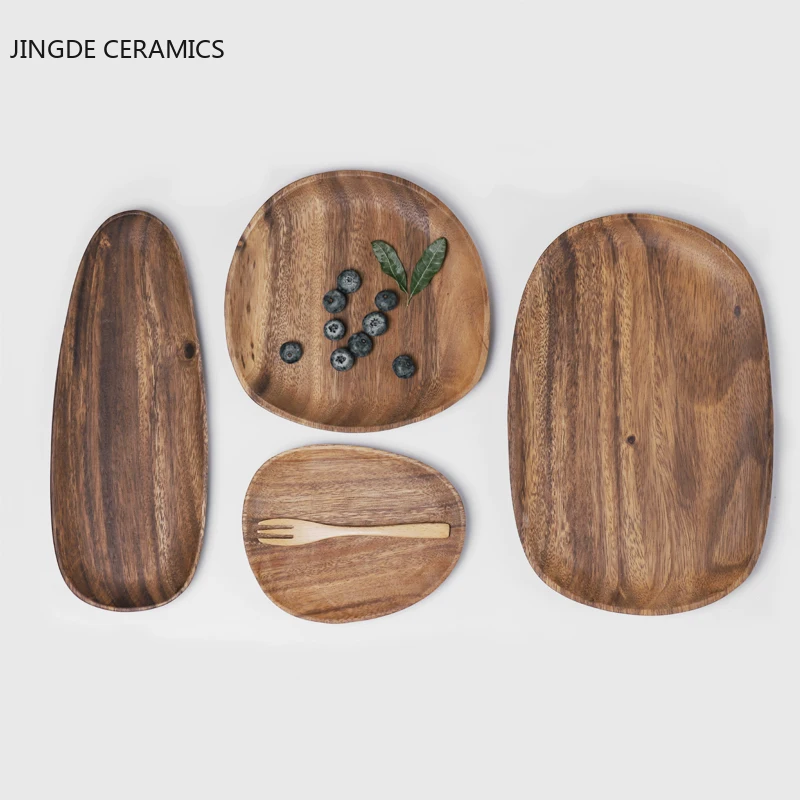 Прямоугольная деревянная тарелка из устричного дерева овальная в японском стиле