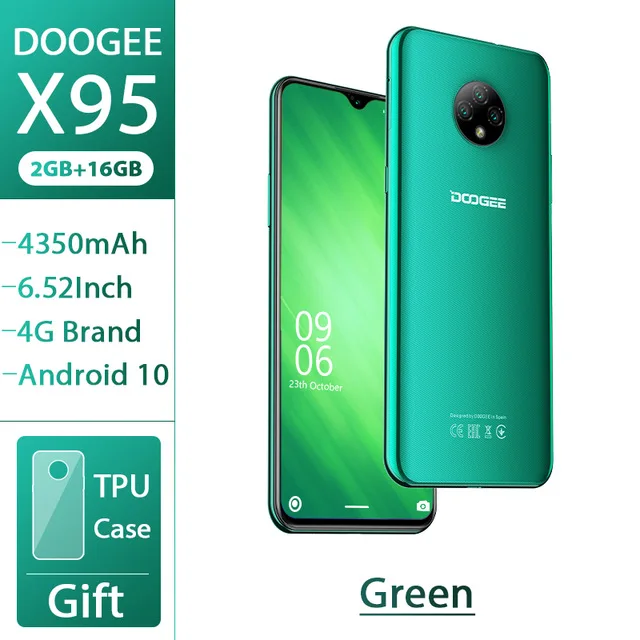 DOOGEE X95 смартфон 6 52 ''MTK6737 2 Гб 16 13 МП Тройная камера 4350 мАч Android 10 OS 4G LTE мобильный