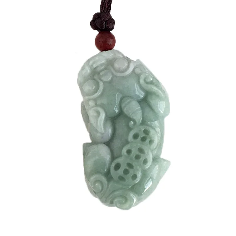 Женское ожерелье кулон из Бирмы Нефритового стекла AAA 3D резной PIXIU отважный отряд