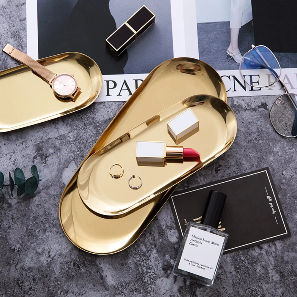 

Металлический поднос для хранения ювелирных изделий, золотого цвета, Скандинавия