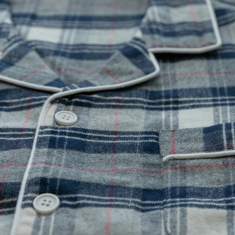 Plaid Couple Pajamas Set 2pcs Cotton Men&ampwomen Sleepwear Sexy Homewear Long Sleeve Shirt&amppants Pocket Home Clothing Nightwear | Женская