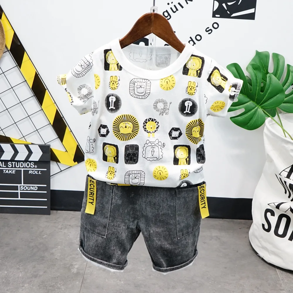 

Baby Kids Clothes Set Cotton Cartoon Boys Sport Suits Girls Tops T-Shirts + Shorts Pants Outfits 2pcs Summer Baby Boys Set 2-7Y