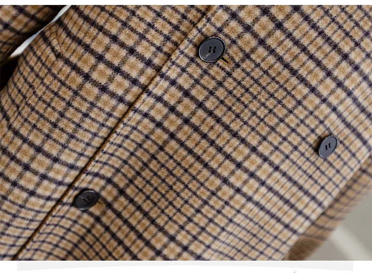 Winter Wool Coat Women 2019 Large Size Long Sleeve Hepburn Loose Woolen Outwear Fashion Plaid OverCoat | Женская одежда
