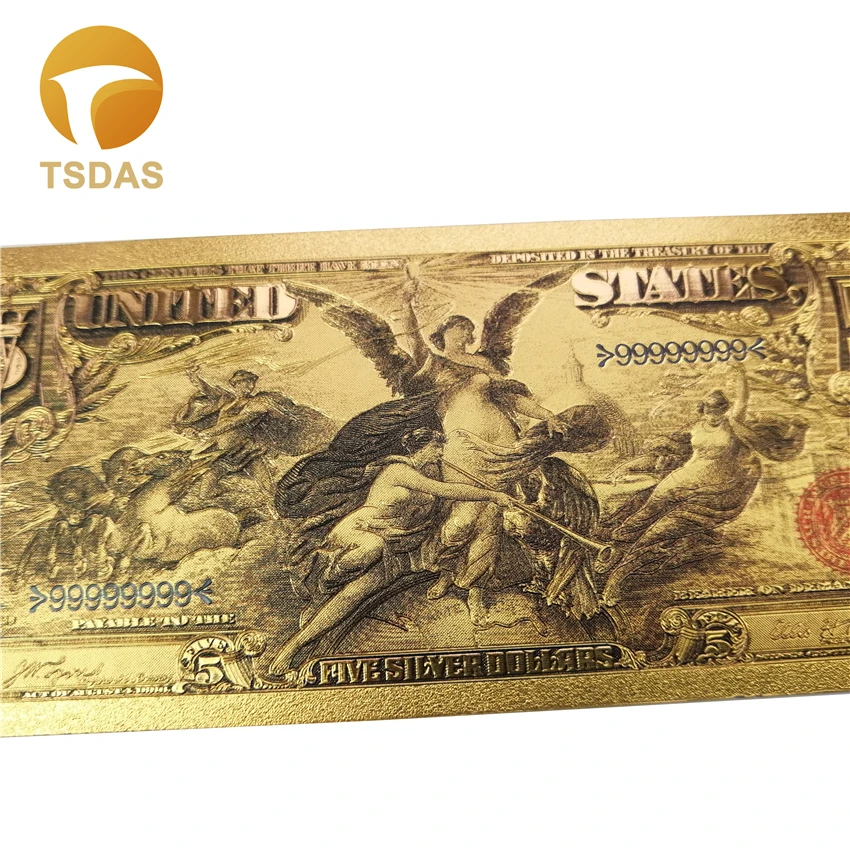 10 шт./лот США 5 долларов Золотая банкнота красочные банкноты для сувениров 1896 лет