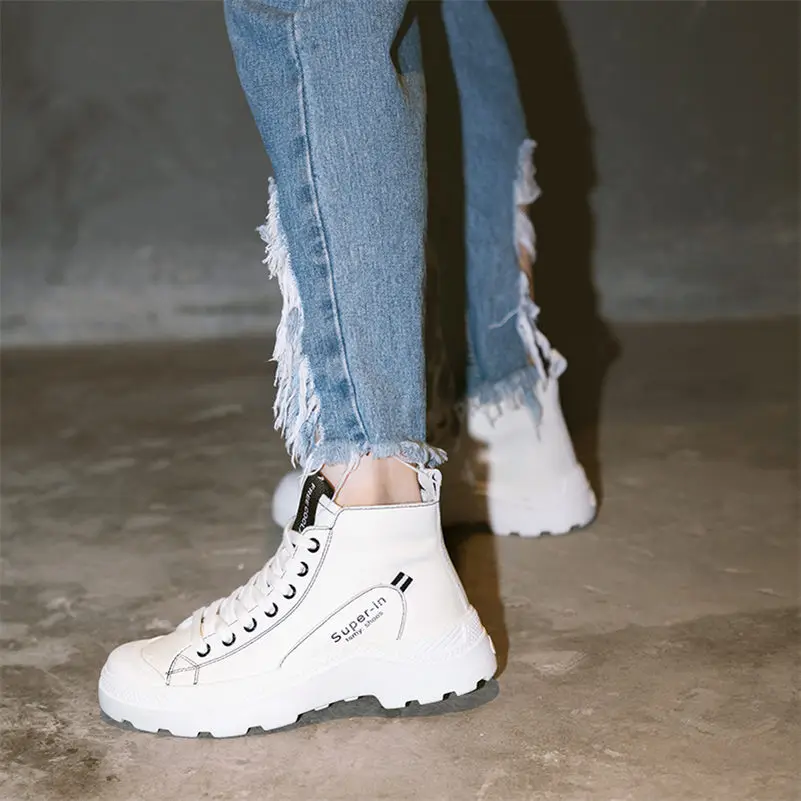 FEDONAS Fashion Women Flats Sneakers Genuine Leather Corss-tied Casual Shoes Woman Round Toe Student Shoes Flats