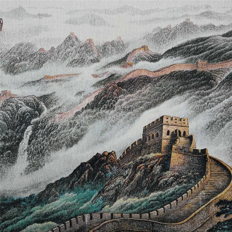 China Old Silk Like Hanging Painting Embroidery Great Wall Of Long 120cm | Дом и сад
