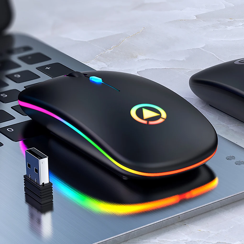 

Беспроводная перезаряжаемая мышь, бесшумная светодиодная эргономичная оптическая USB игровая мышь для ПК, компьютерная мышь для ноутбука