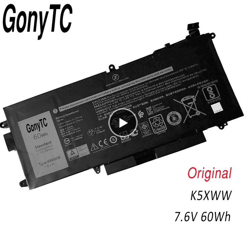 Оригинальный аккумулятор GONYTC K5XWW 7 6 в 60 Вт/ч для ноутбука DELL J0PGR 51KD7 725KY LATITUDE 5289