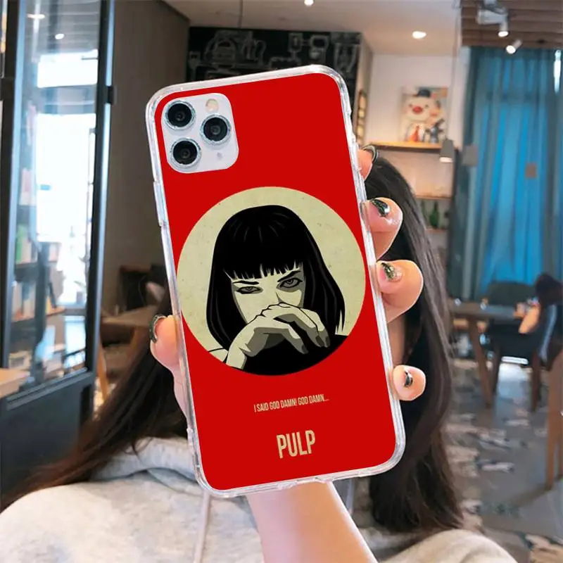 

Pulp Fiction Phone Case Transparent for iPhone 6 7 8 11 12 s mini pro X XS XR MAX Plus cover funda shell