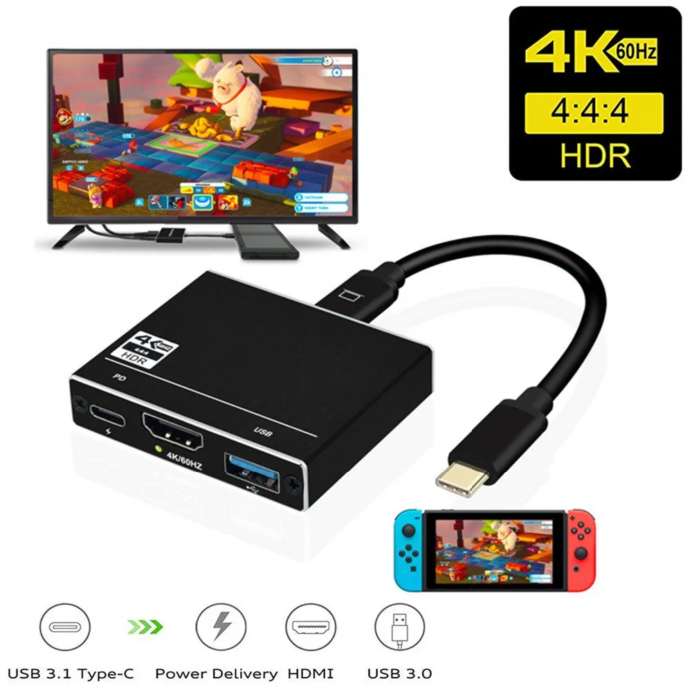 Переходник с Type C на USB 3 0 HDMI совместимый 4K 60 гц 30 Гц 100 Вт PD переходник для зарядного