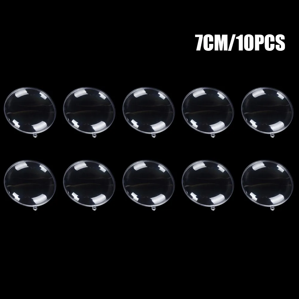 

10Pcs Christmas Ball Transparent Flat Round Hanging Ball Xmas Ball Clear Empty Fillable Christmas Tree Ornament Gift Box
