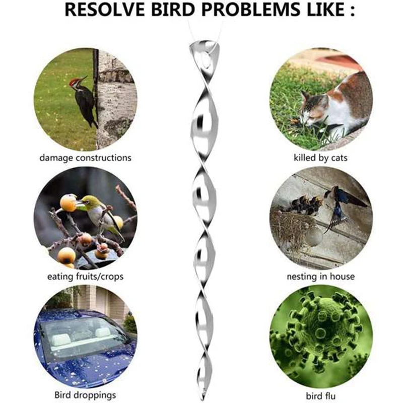 

6Pcs/Set Bird Repellent Reflective Scare Rods, Effective Hanging Bird Repellent Devices to Keep Birds Away