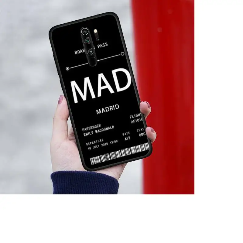 

ZFGHSHYQ Personalised Plane Ticket Custom Phone Case For Redmi 7 8 9 A K20 30 Pro Note 8 9 Pro 9s