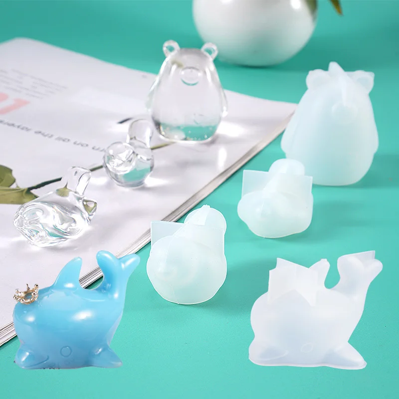 DIY 3D птица медведь Дельфин силиконовый УФ ювелирные изделия молд Смола молды