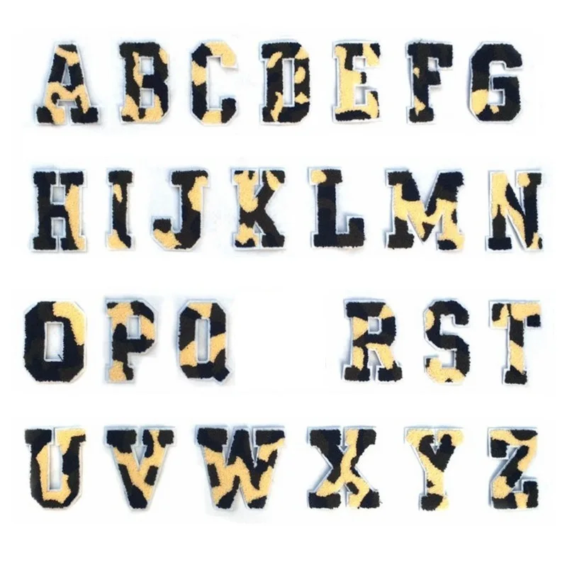 

26 Piece A-Z English Letter Patches For Clothing Camo Color Alphabet Iron On Embroidery Sticker Stripes Sew Accessories DIY Name