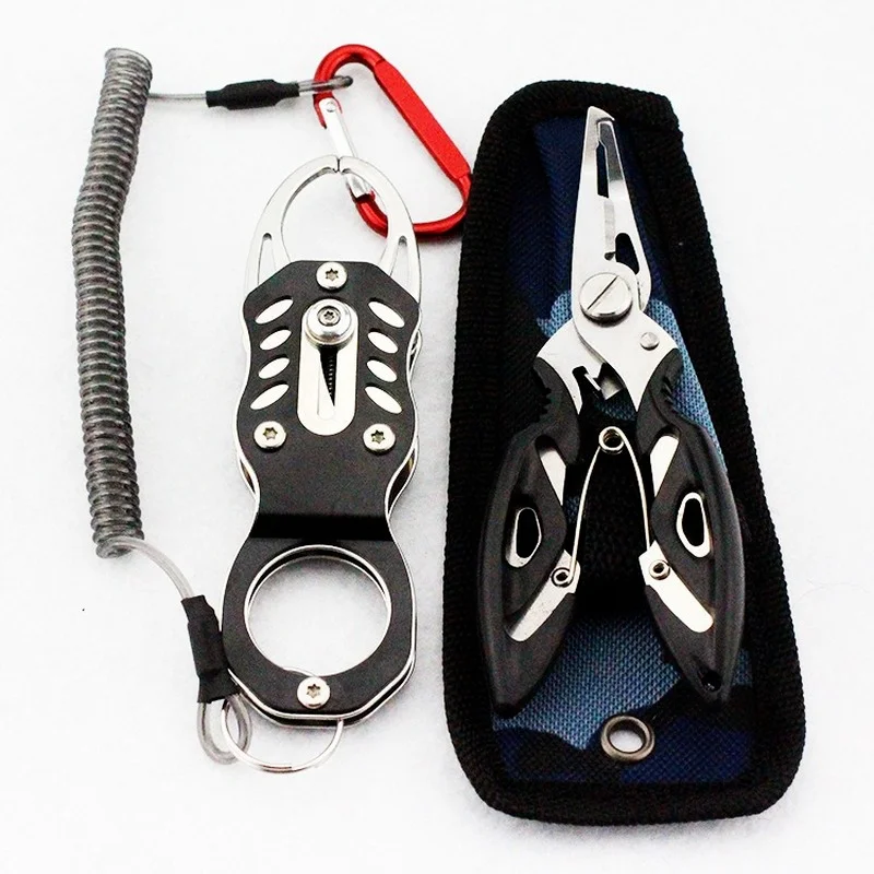 

Fish controller set hand holding portable stainless steel fishing tackle hook lip clamping fish grip fishing tackle tool