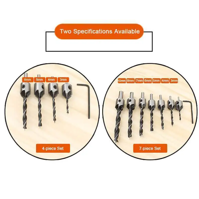 Набор сверл с потайной головкой комплект из 4/7 насадок зенкером 3 насадки 10 мм для