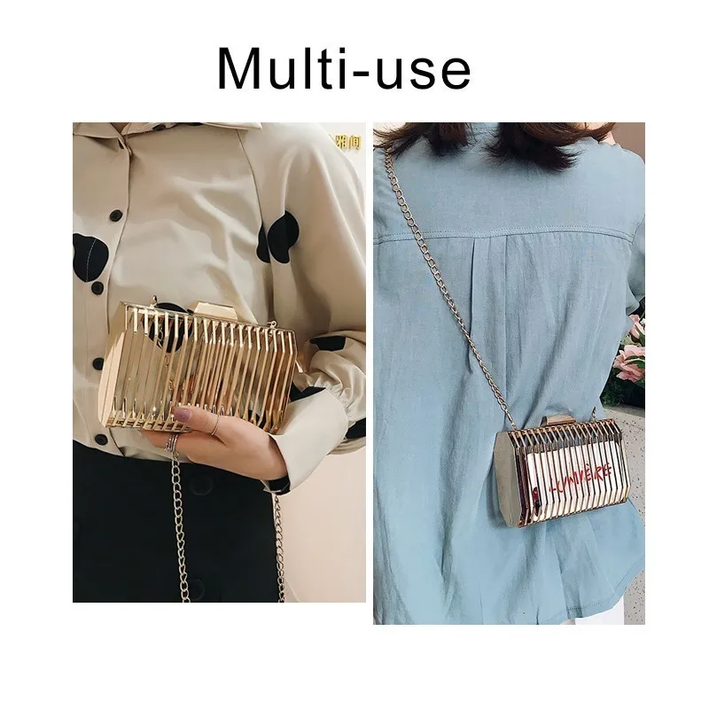 TTOU модная женская сумочка металлическая пустотелая мини квадратная сумка на