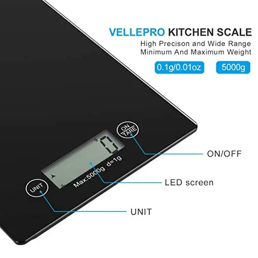 Electronic Kitchen Scale with 4 Units Large LCD Display Auto Off Tare Function Multifunction Food Water-Resistant | Дом и сад