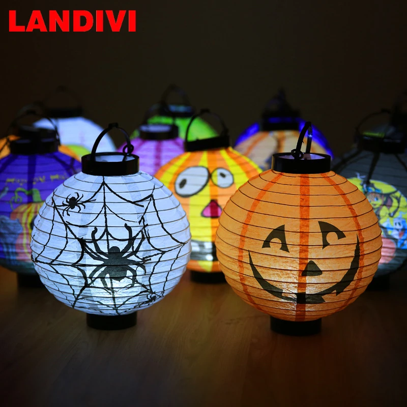 

Halloween Decoration LED Paper Pumpkin Hanging Lantern Lamp For Home Horror Garden Outdoor Decor Lantern