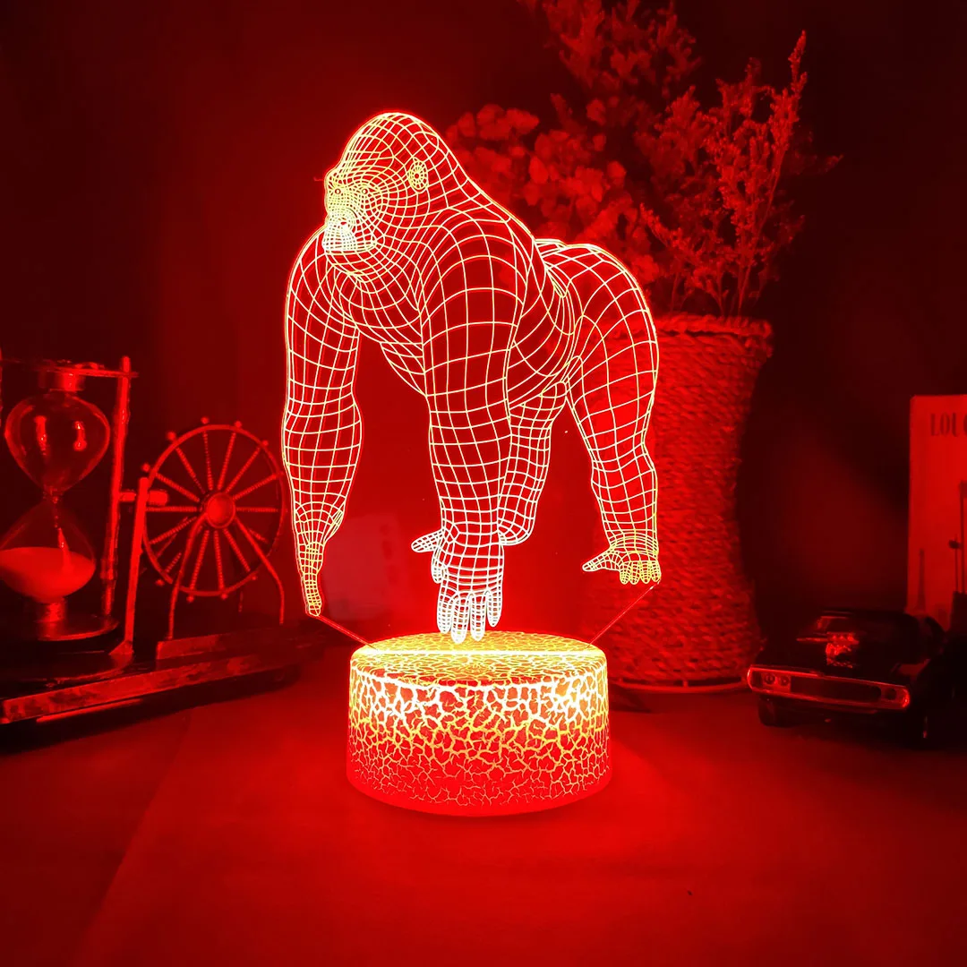 Movie Kings Monkey Kong Gorilla Figure Model 3D Acrylic Lamp Kids Bedroom Bedside Table Light Cute Room Decor Xmas Birthday Gift images - 6