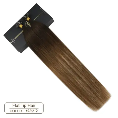 Ugeat Наращивание волос с плоскими кончиками 20-24 дюйма