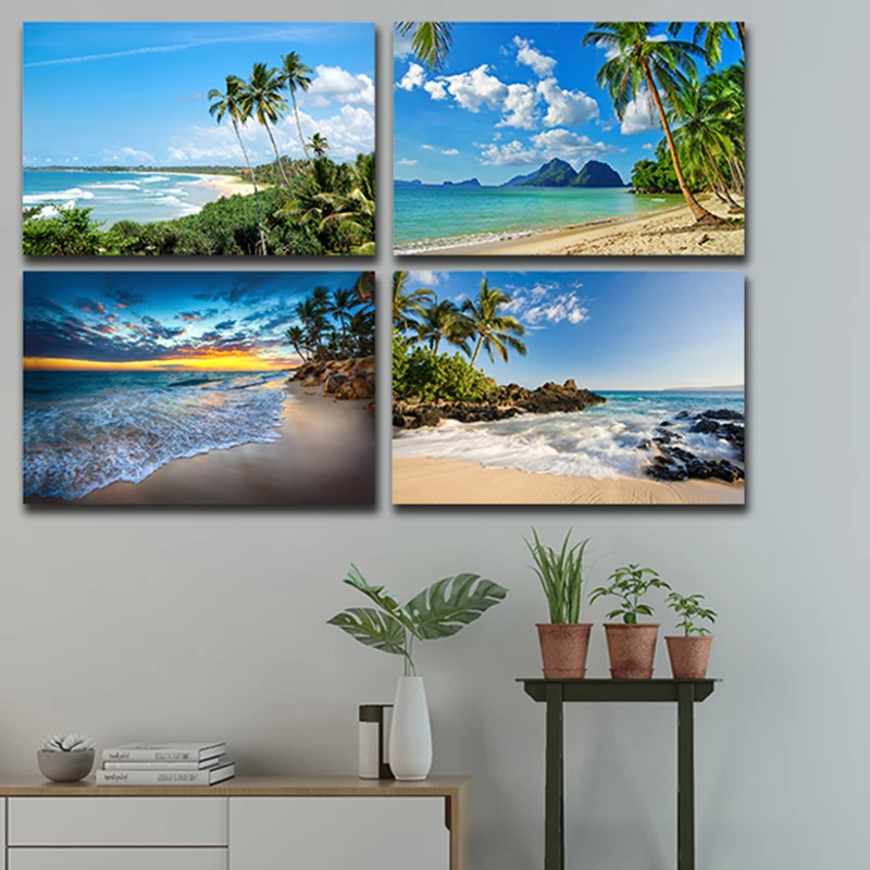 Тропический гавайский пляж дневной ландшафт голубое небо морская волна