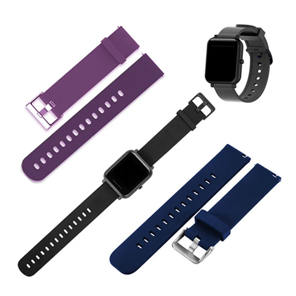 Ремешок 20 мм из мягкого силикона для Xiaomi Huami Amazfit Bip маленький браслет наручных
