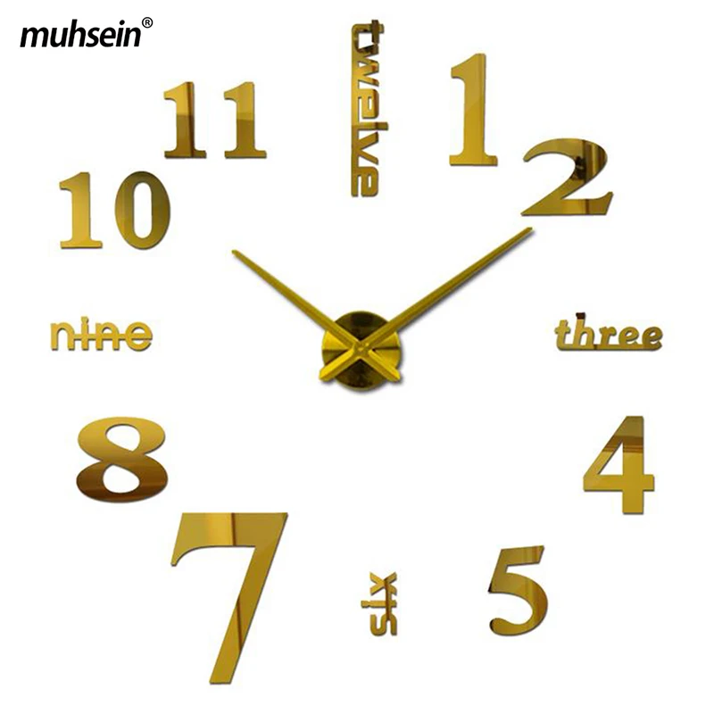 

2021 new arrival quartz diy modern clocks needle acrylic watches big wall clock mirror sticker living room decor free shipping