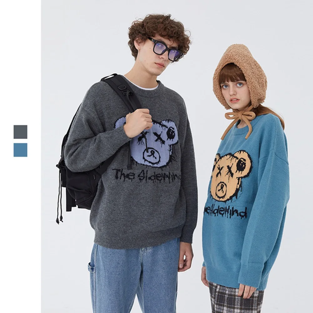 

Мужская Флисовая Толстовка с принтом медведя, свободного покроя