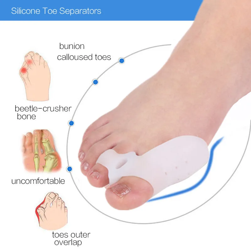 

1Pair Silicone Gel Bunion Big Toe Separator Spreader Eases Foot Pain Foot Hallux Valgus Correction Guard Cushion Foot Care Tool