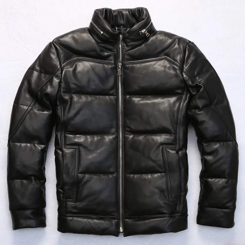 Белая утка Мужская Черная Толстая дубленка 2020 Повседневная настоящая пуховая