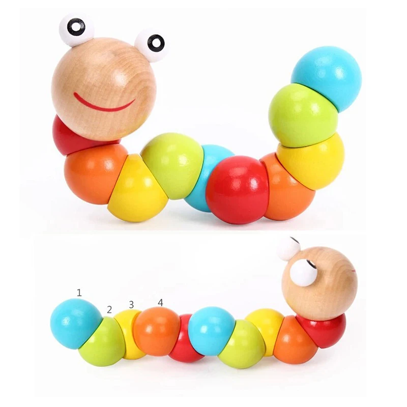 Деревянные игрушки различных цветов гусеницы насекомые Обучающие упражнения