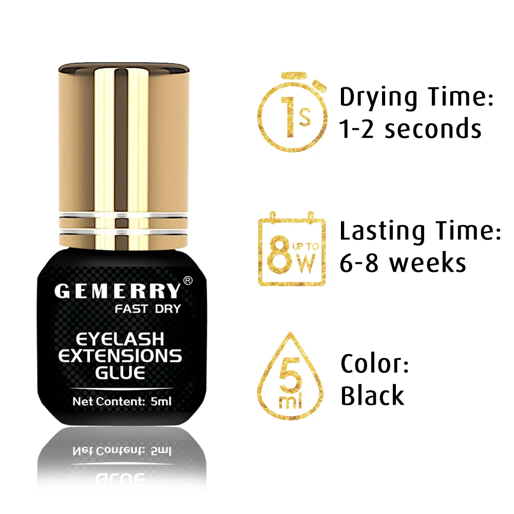 20pcs 5ml/10ml Eyelash Extension Glue 1-2 Seconds Fast Drying Eyelashes Glue False Lash Glue Black Adhesive Retention Long Last