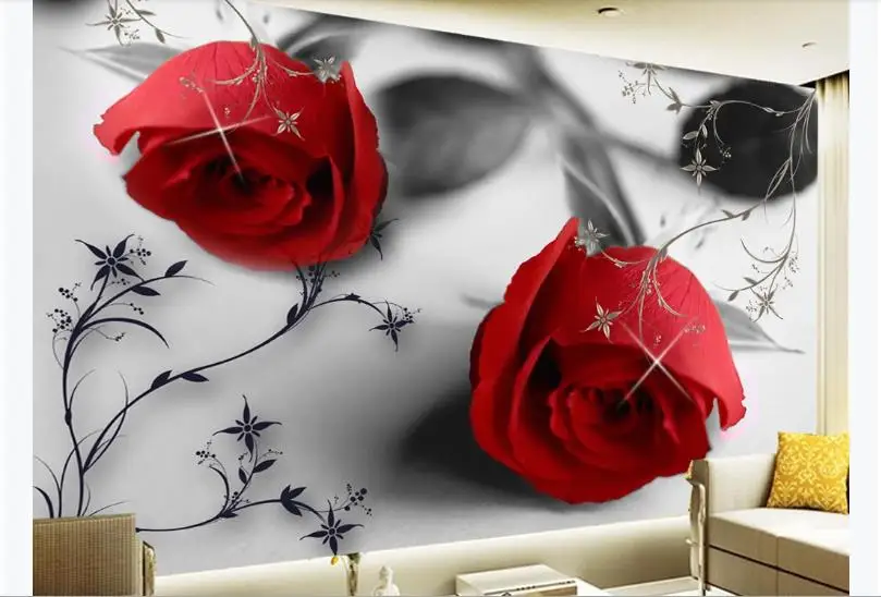 Современные черно-белые обои с изображением роз фотообои рисунком настенное