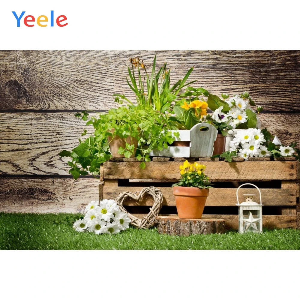 Виниловый фон для детской фотосъемки с весенними цветами пастбищем и деревянной